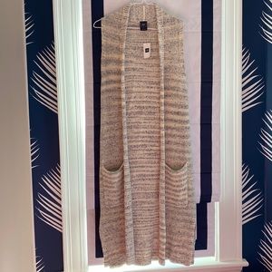 NWT GAP long cardigan marbled blue & white with side slits size XS